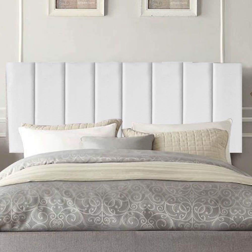 Painel Estofada Carla 195cm King Size Para Cama Box Quarto Corino Branco - Gat Magazine
