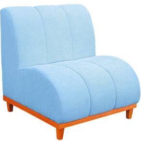 Namoradeira Marselha Base De Madeira Para Sala Hotel Tecido Boucle Cor Azul Claro