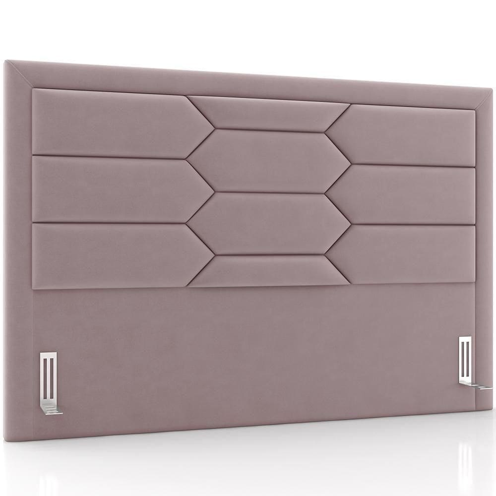 Cabeceira Cama Box Casal 140cm Estofada Nora P05 Veludo Rosê - Lyam Decor