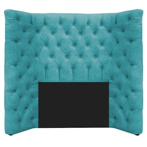 Cabeceira Solteiro Everest P02 90cm Para Cama Box Suede - Doce Sonho Móveis Azul Turquesa