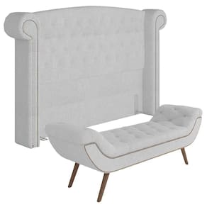 Cabeceira Cama Box Casal 140cm Provença E Recamier Veneto P02 Bouclé Branco - Mpozenato