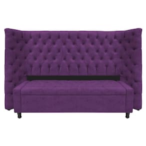 Kit Cabeceira e Calçadeira Baú Queen Everest P02 160cm Para Cama Box Suede Roxo