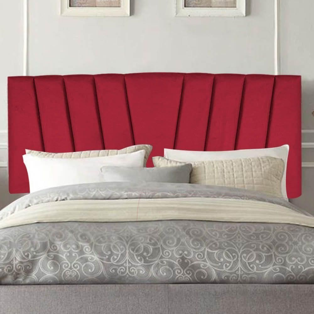 Painel Estofada Bélgica 160cm Queen Size Para Cama Box Quarto Suede Vermelho - Gat Magazine
