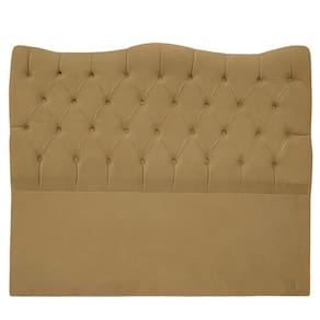 Cabeceira Casal Para Cama Box Estofada Dunas Veludo Bege Escuro