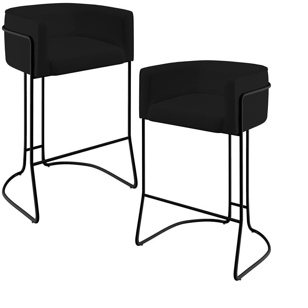 Kit 02 Banquetas Fixa Preto Corano Preto