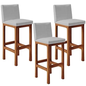 Kit 03 Banqueta Alta Para Cozinha Alya L02 Cinza Metalizado