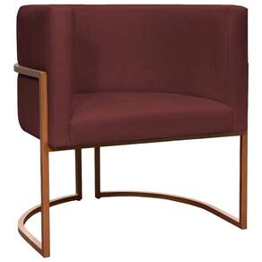 Poltrona Decorativa Recepção Luna Suede Cores Base De Ferro Bronze - Bordô, Suede