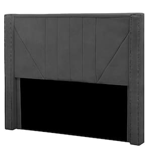Cabeceira Casal Estofada Para Cama Box Toronto Veludo Cinza Escuro