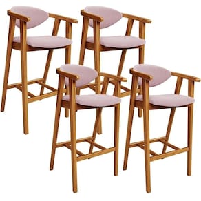 Kit 04 Banquetas Alta Para Cozinha Bancada Bar Sala De Jantar Fixa Cecília L02 Bouclê Rosê