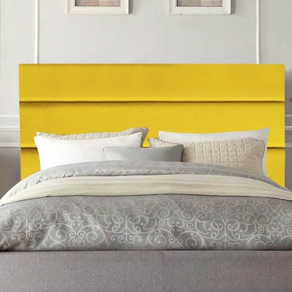 Cabeceira Estofada Argentina 140cm Casal Para Cama Box Quarto Corino Amarelo - Gat Magazine