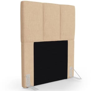 Cabeceira Cama Box Solteiro 90cm Pérola W01 Linho Bege Escuro - Mpozenato