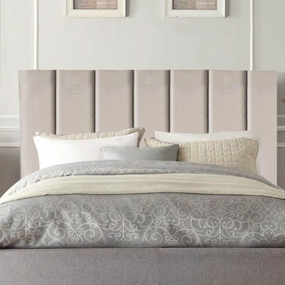 Cabeceira Estofada Carla 195cm King Size Para Cama Box Quarto Suede Bege - Gat Magazine