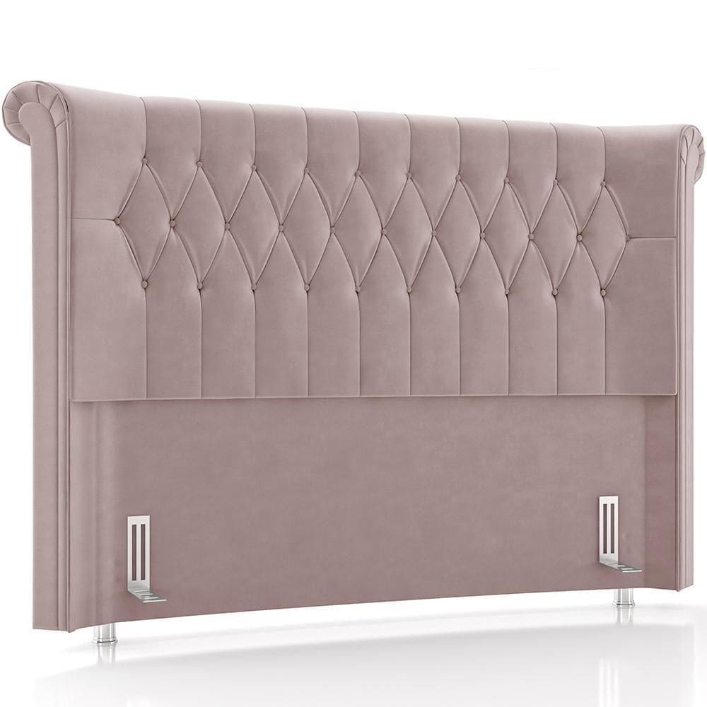 Cabeceira Cama Box Queen 160cm Estofada Meora P05 Veludo Rosê - Lyam Decor