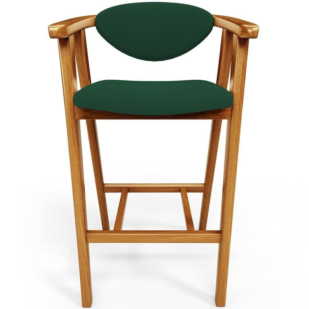 Banqueta Alta Para Cozinha Bancada Bar Sala De Jantar Fixa Cecília L02 Suede Verde Musgo