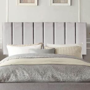 Painel Estofada Carla 195cm King Size Para Cama Box Quarto Suede Cinza Claro - Gat Magazine