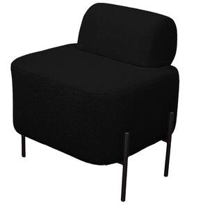 Puff Estofado Virginia Decorativo Tecido Boucle Cor Preto