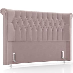 Cabeceira Cama Box Casal 140cm Estofada Meora P05 Veludo Rosê - Lyam Decor