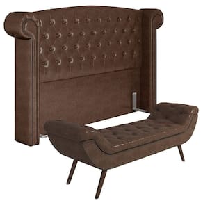 Cabeceira Cama Box Casal 140cm Provença E Recamier Veneto P02 Sintético Marrom - Mpozenato
