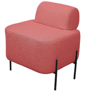 Puff Estofado Virginia Decorativo Tecido Boucle Cor Rose