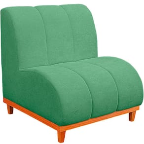 Namoradeira Marselha Base De Madeira Para Sala Hotel Tecido Boucle Cor Verde Esmeralda