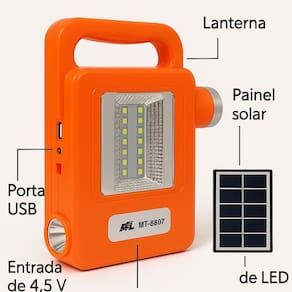 Lanterna Led Portatil Solar Recarregavel Com Lampada De Emergencia Usb Power Bank Ideal Para Camping Trilha E Casa