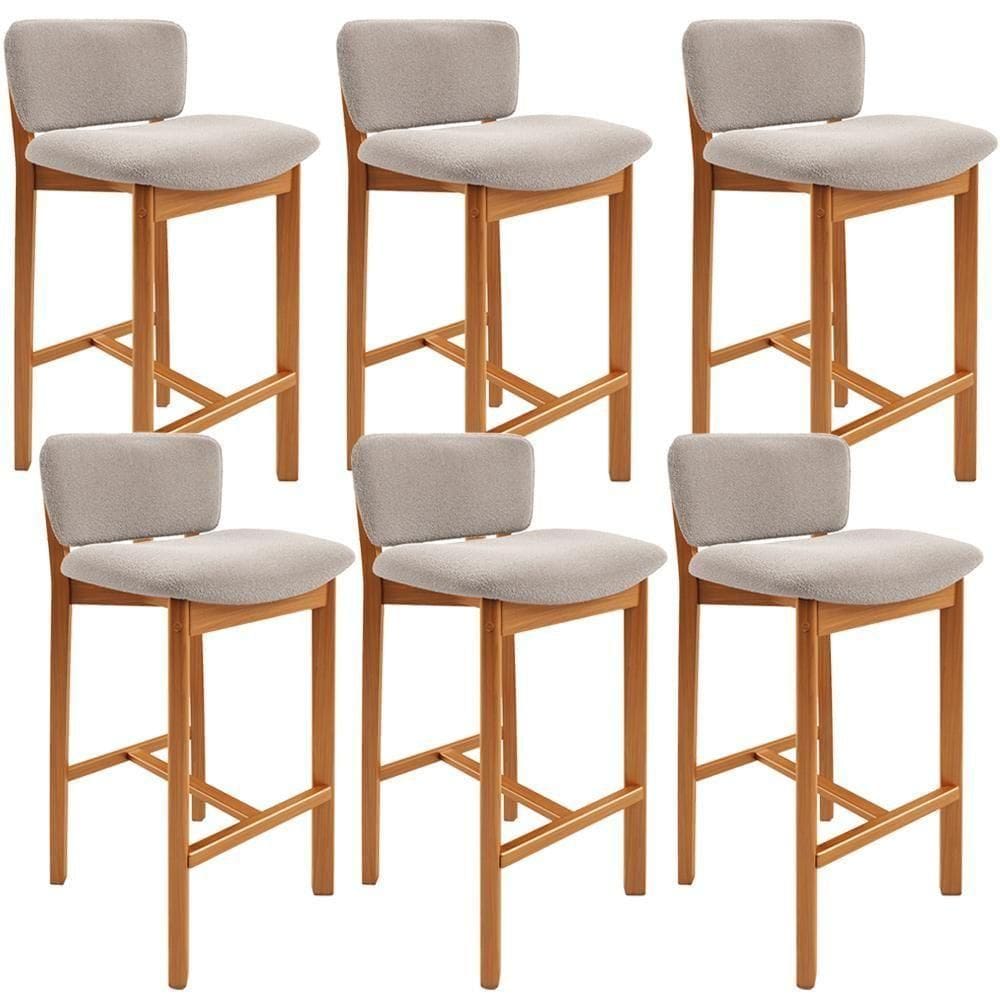 Kit 06 Banquetas Alta Para Cozinha Sala De Jantar Bar Dara L02 Bouclê Creme - Lyam Decor