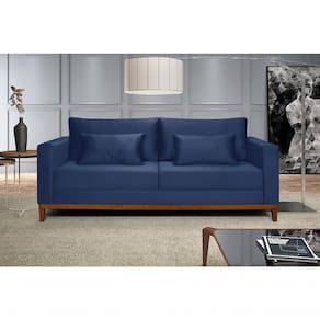 Sofá Bahamas 1,70 Veludo Living Fixo Império Veludo Azul Marinho 171