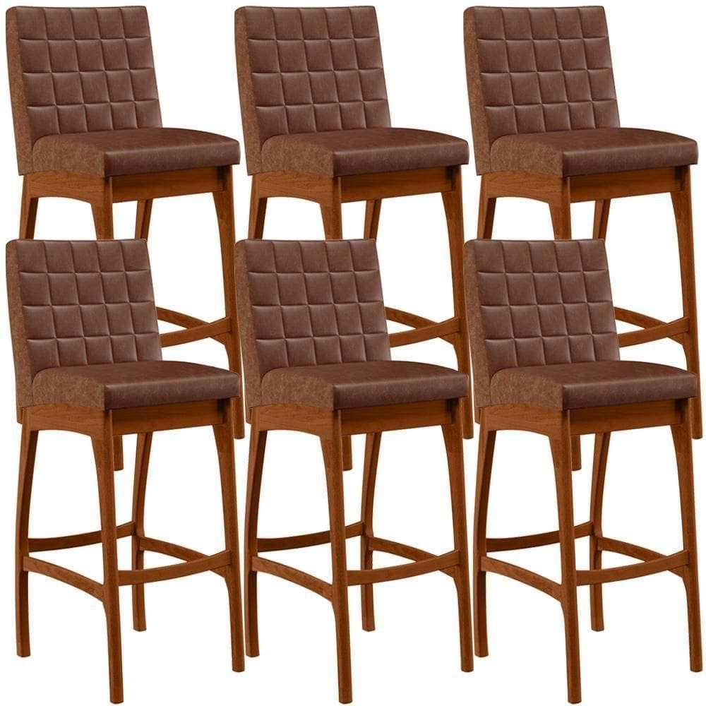 Kit 06 Banquetas Altas Mila Marrom