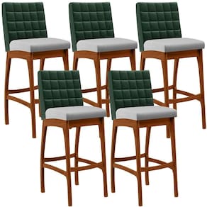 Kit 05 Banquetas Altas Cozinha B04 Verde Musgo Cinza