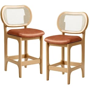 Kit 2 Banquetas Baixa Bar Cozinha Sala De Jantar Betta L02 Mel Tela Couríssimo Camel - Lyam Decor