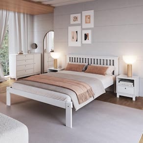 Cama Casal De Madeira Maciça Colchão 138x188cm Multimóveis