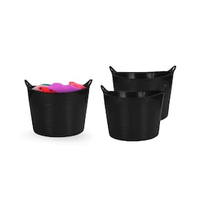 Balde 3 Cestos Organizador Preto Roupa Brinquedos 15L