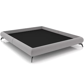 Cama Casal Queen Base Box Pés De Ferro Estilo Industrial 176cm Otto P05 Veludo Cinza - Lyam Decor