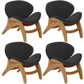 Kit 4 Poltronas Decorativa Orgânica Sala Living Kadosh L02 Bouclê Preto