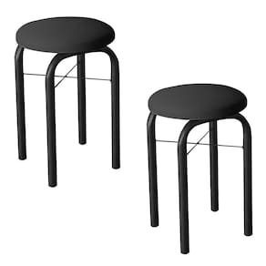 Kit 2 Banquetas Baixas Para Cozinha Em Aço Manu Sintético I01 Preto - Mpozenato