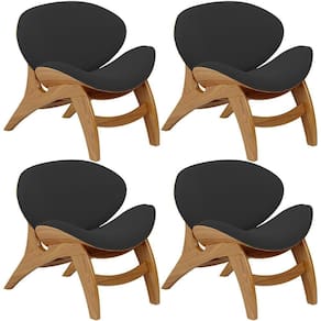 Kit 4 Poltronas Decorativa Orgânica Sala Living Kadosh L02 Suede Preto