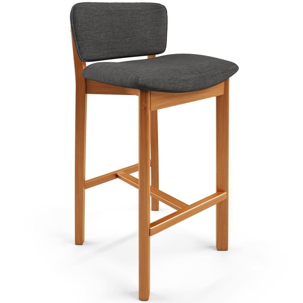 Banqueta Alta Para Cozinha Sala De Jantar Bar Dara L02 Linho Cinza Escuro - Lyam Decor