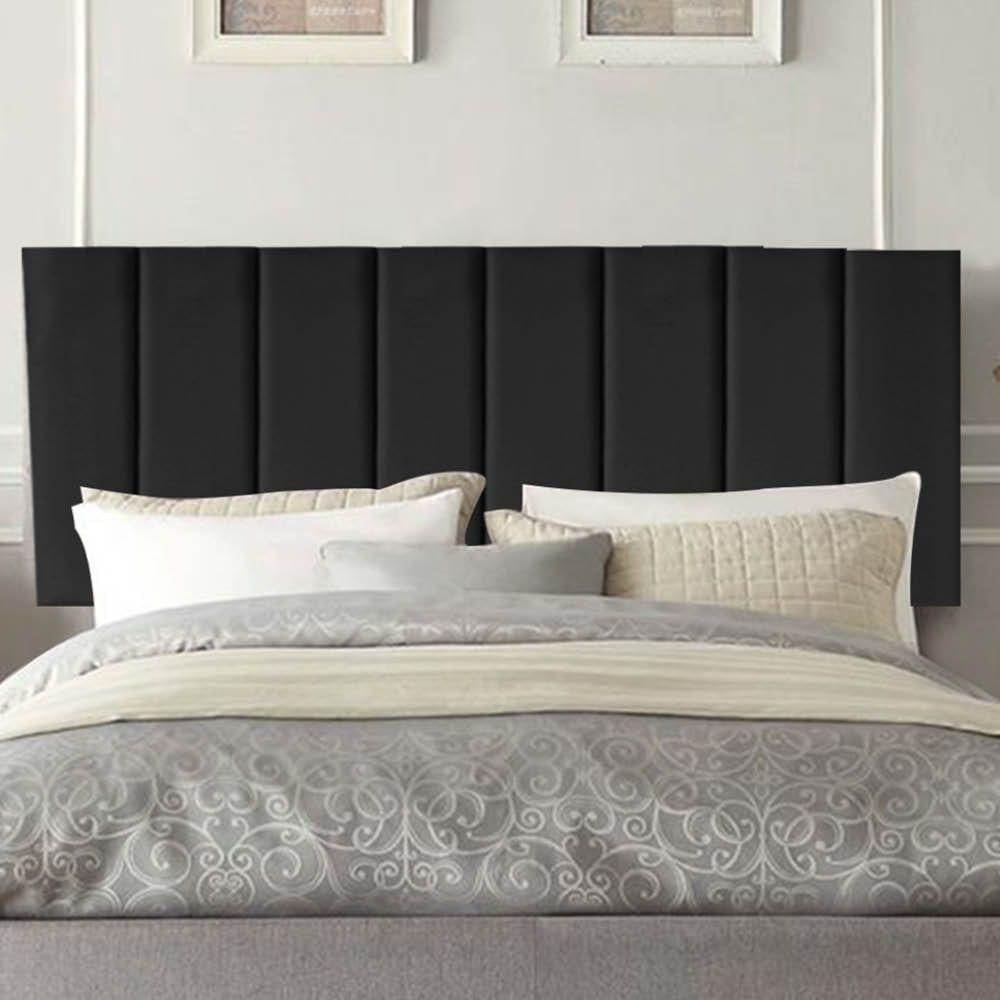 Painel Estofada Carla 100cm Solteiro Para Cama Box Quarto Suede Preto