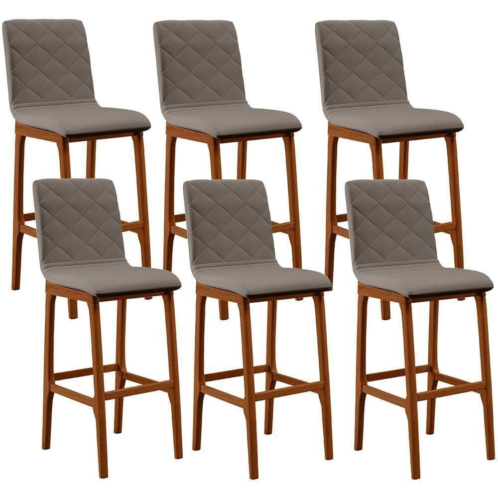 Kit 06 Banquetas Altas Zoe Linho Bege