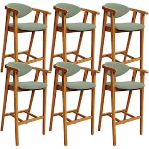 Kit 06 Banquetas Alta Para Cozinha Bancada Bar Sala De Jantar Fixa Cecília L02 Bouclê Oliva