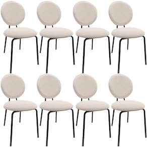 Kit 08 Cadeiras Para Sala De Jantar Cozinha évora L02 Suede Bege -Lyam