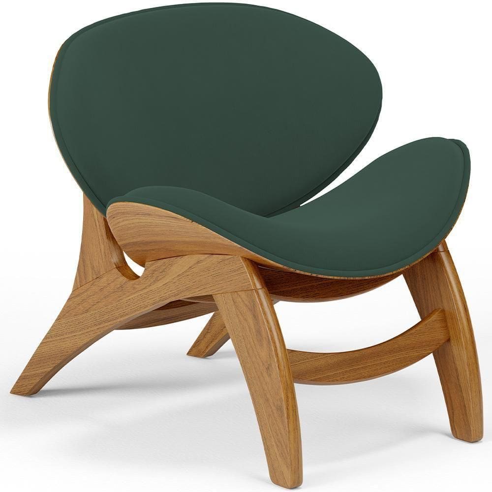 Poltrona Decorativa Orgânica Sala Living Kadosh L02 Suede Verde Musgo