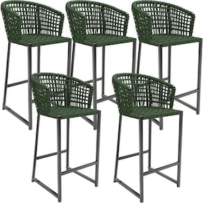 Kit 05 Banqueta Para área Gourmet Cozinha Varanda Corda Náutica Porto D04 Verde - Lyam Decor