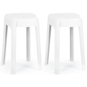 Kit 2 Banquetas Baixa Empilhável Nordica - Branco