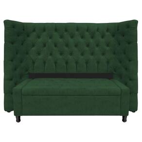 Kit Cabeceira E Calçadeira Baú Casal Everest P02 140cm Para Cama Box Suede - Doce Sonho Móveis Verde