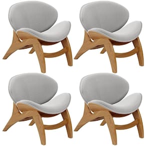 Kit 4 Poltronas Decorativa Orgânica Sala Living Kadosh L02 Bouclê Cinza