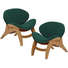 Kit 2 Poltronas Decorativa Orgânica Sala Living Kadosh L02 Bouclê Verde
