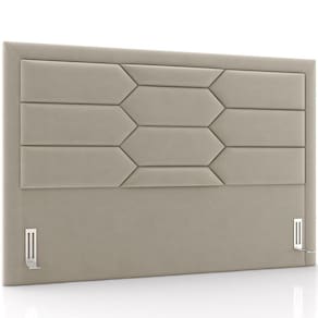Cabeceira Cama Box King 195cm Estofada Nora P05 Veludo Bege