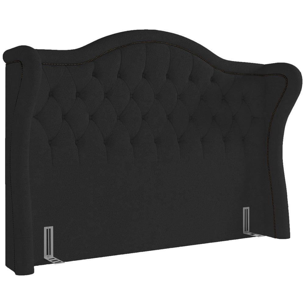 Cabeceira Cama Box Casal 140 Cm P05 Lisboa Bouclê Preto - Lyam Decor