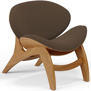 Poltrona Decorativa Orgânica Sala Living Kadosh L02 Suede Marrom